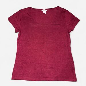 h&m Burgundy Basics Scoop Neck Short Sleeve T-Shirt